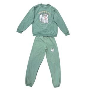 Boys Lie Green Angel Cherub Jogger Sweatshirt & Sweatpants Set Size XS